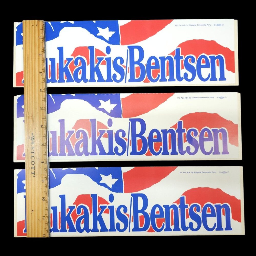 Mike Dukakis Bentsen 1988 Presidential Campaign Bumper Sticker Lot Of 3 NOS - Picture 4 of 6